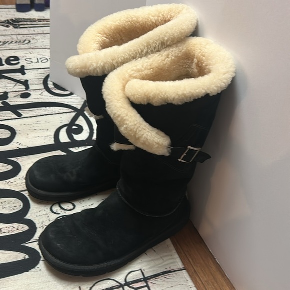 UGG Australia Black Suede Shearling Tall Boots Women's 8 - Picture 3 of 10